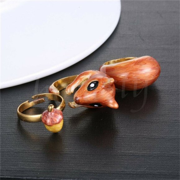 🦌 3-Piece Adjustable Deer & Antler Stacking Rings Set ✨ Cute Gift - Picture 4 of 11
